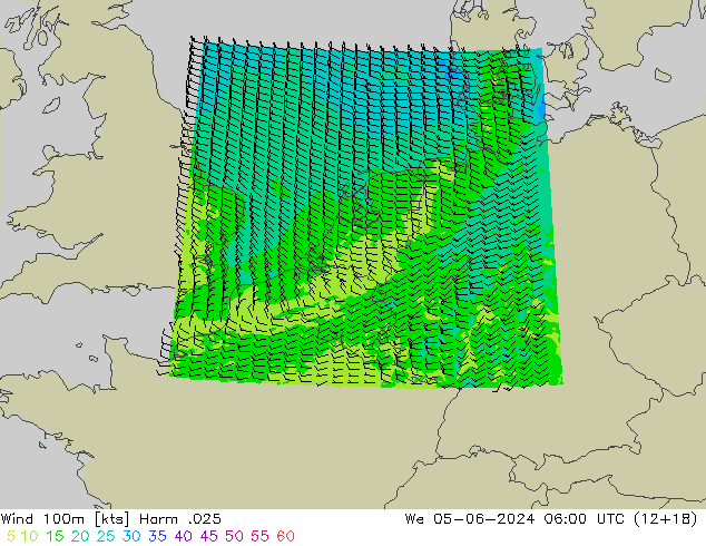 Vento 100m Harm .025 mer 05.06.2024 06 UTC