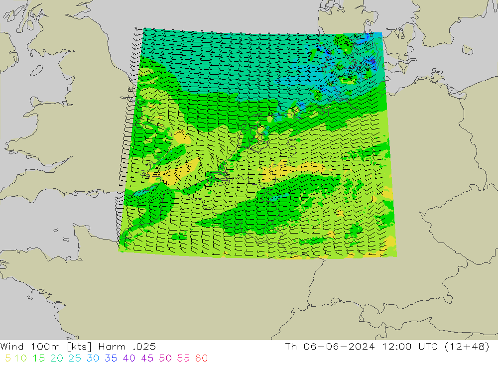 Vent 100m Harm .025 jeu 06.06.2024 12 UTC