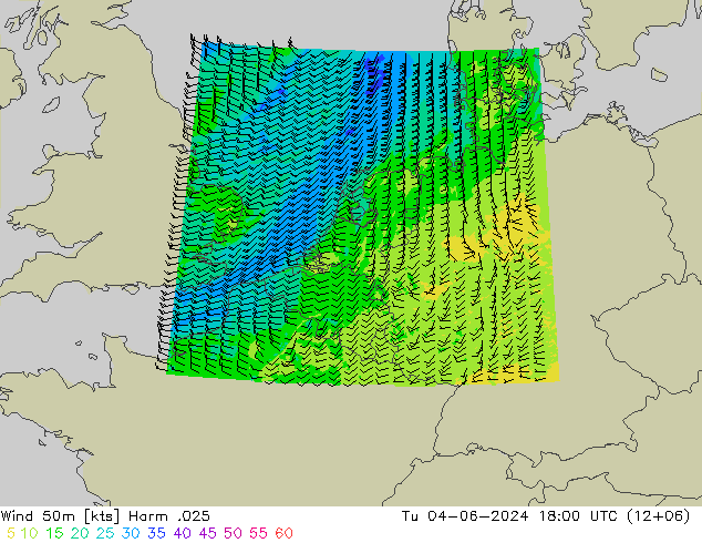 Wind 50m Harm .025 Di 04.06.2024 18 UTC