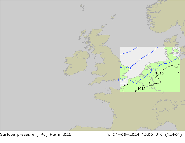 Surface pressure Harm .025 Tu 04.06.2024 13 UTC