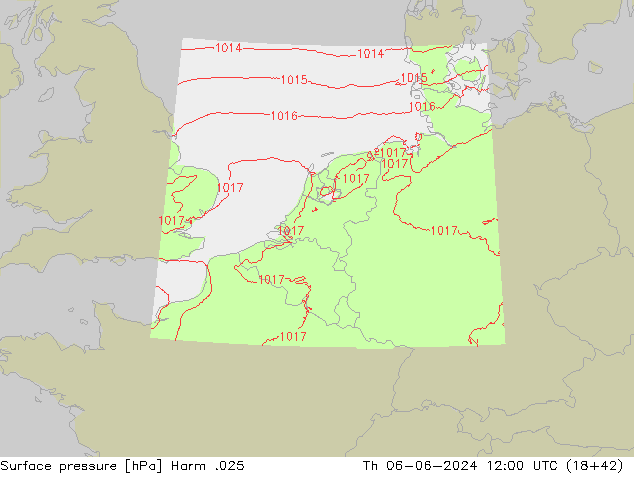 приземное давление Harm .025 чт 06.06.2024 12 UTC
