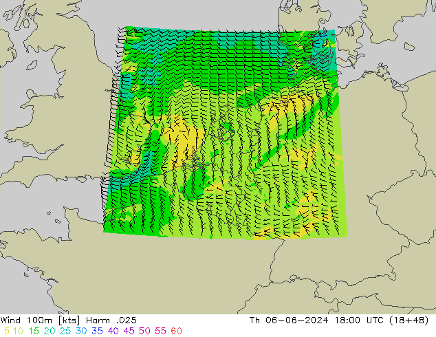 Wind 100m Harm .025 Th 06.06.2024 18 UTC