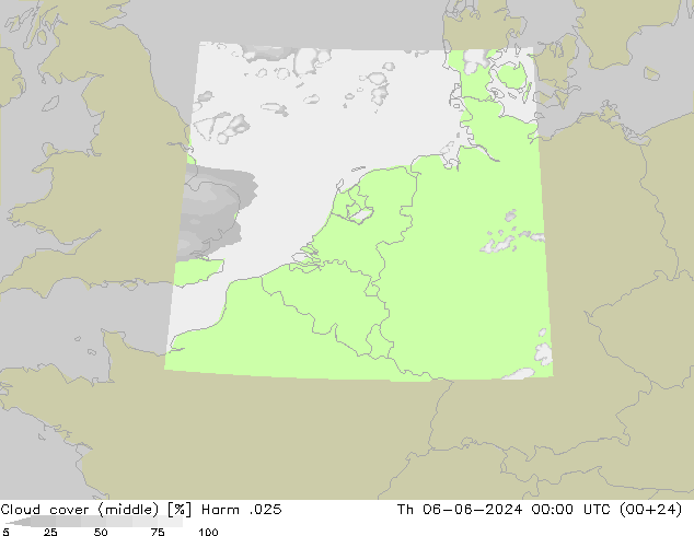 Cloud cover (middle) Harm .025 Th 06.06.2024 00 UTC