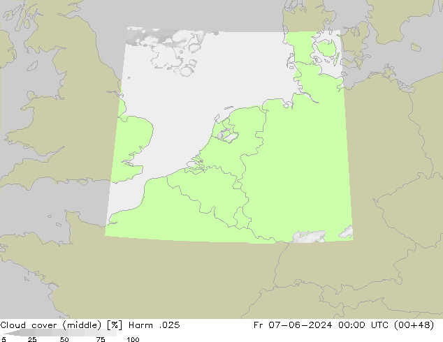 Cloud cover (middle) Harm .025 Fr 07.06.2024 00 UTC