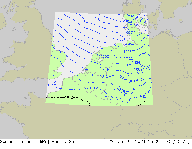 Atmosférický tlak Harm .025 St 05.06.2024 03 UTC