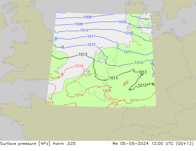 Pressione al suolo Harm .025 mer 05.06.2024 12 UTC