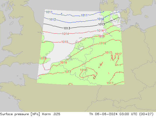 приземное давление Harm .025 чт 06.06.2024 03 UTC