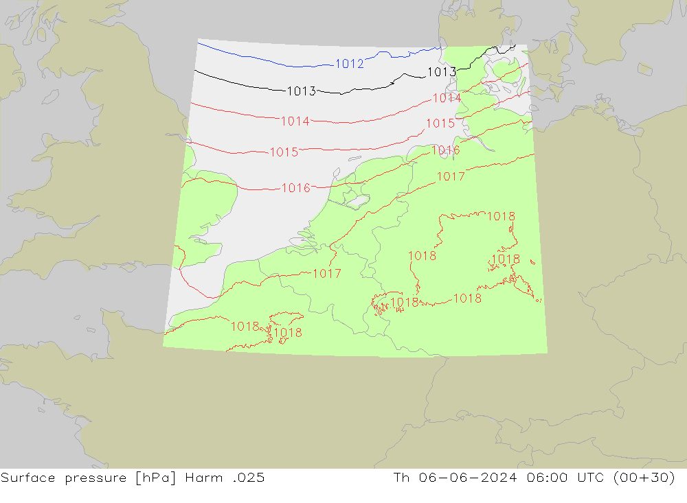 Surface pressure Harm .025 Th 06.06.2024 06 UTC
