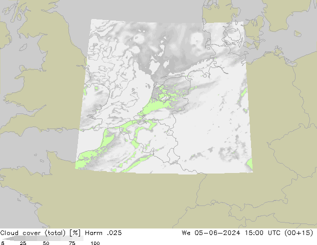 Cloud cover (total) Harm .025 We 05.06.2024 15 UTC