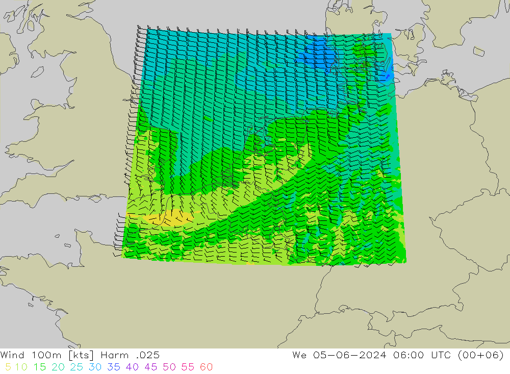 Viento 100m Harm .025 mié 05.06.2024 06 UTC