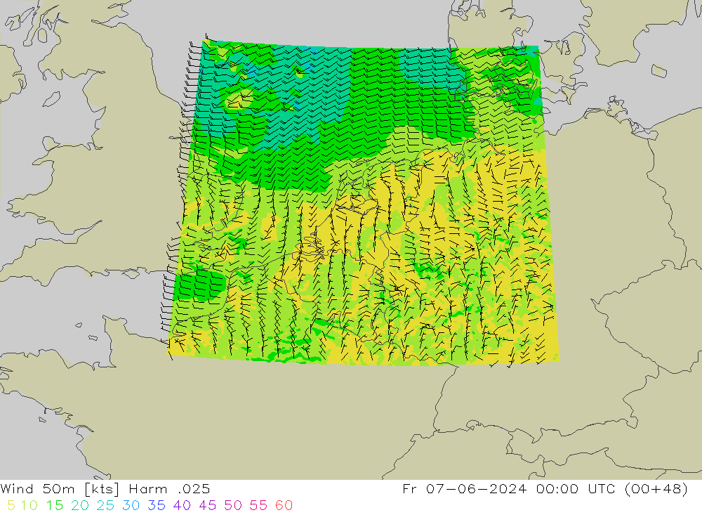 Wind 50m Harm .025 Fr 07.06.2024 00 UTC