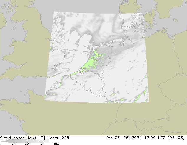 Bewolking (Laag) Harm .025 wo 05.06.2024 12 UTC