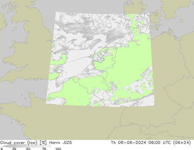 zachmurzenie (niskie) Harm .025 czw. 06.06.2024 06 UTC