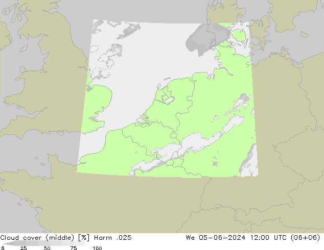 Cloud cover (middle) Harm .025 We 05.06.2024 12 UTC