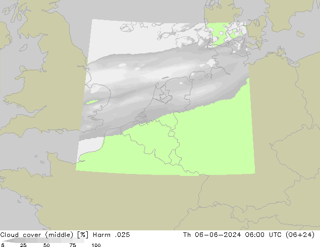 Cloud cover (middle) Harm .025 Th 06.06.2024 06 UTC