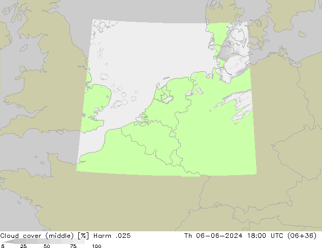 Cloud cover (middle) Harm .025 Th 06.06.2024 18 UTC