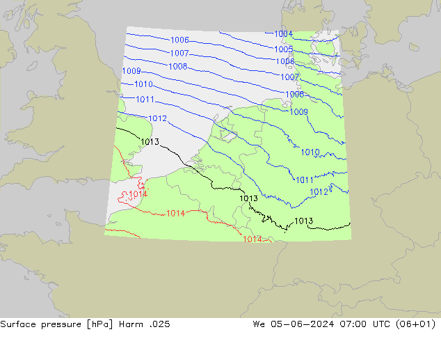 Presión superficial Harm .025 mié 05.06.2024 07 UTC