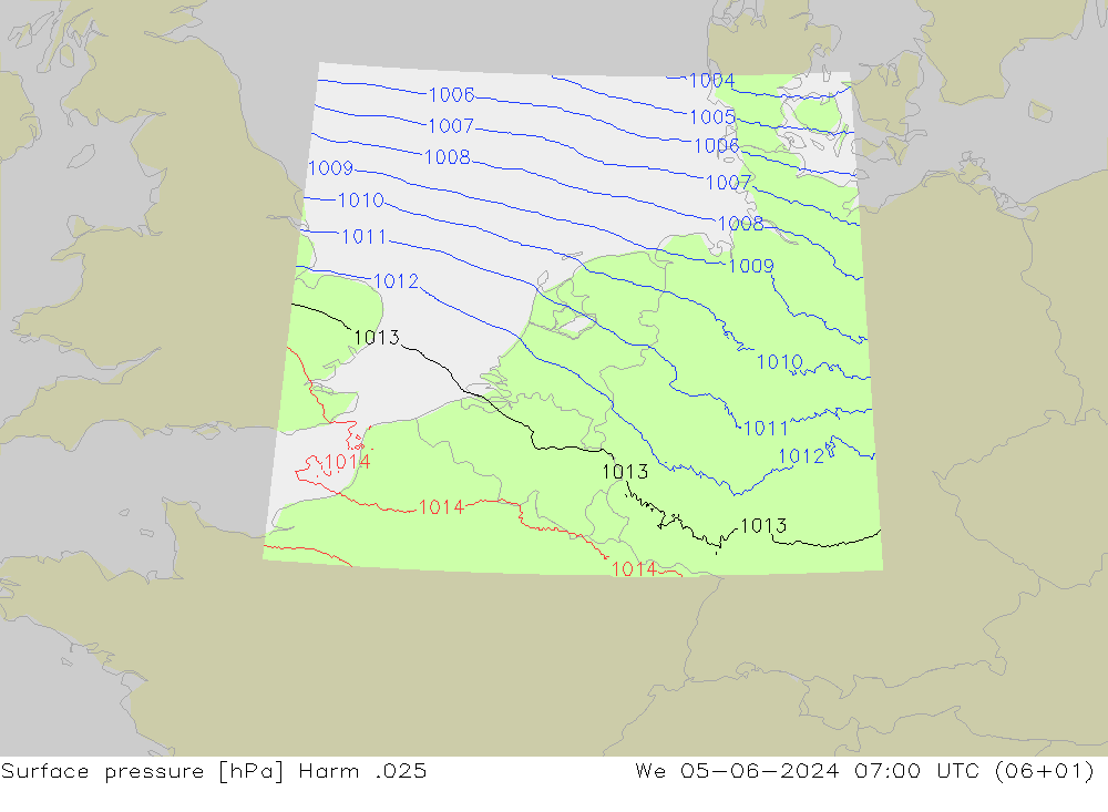 Presión superficial Harm .025 mié 05.06.2024 07 UTC