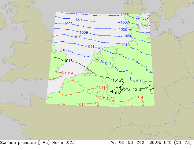 Pressione al suolo Harm .025 mer 05.06.2024 09 UTC