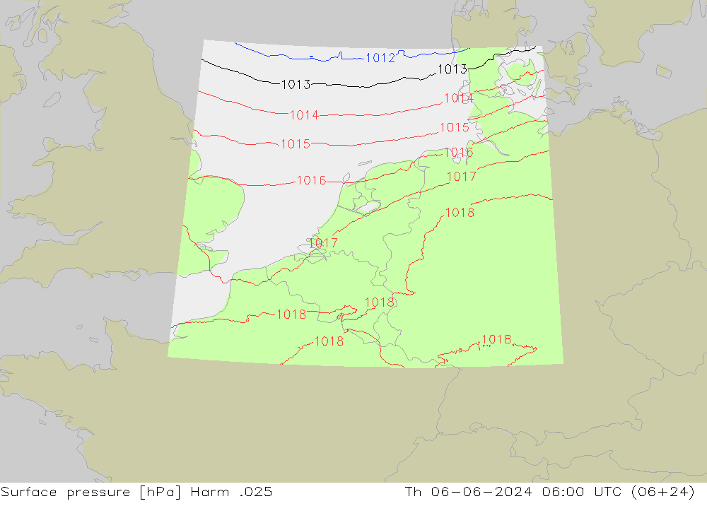 Atmosférický tlak Harm .025 Čt 06.06.2024 06 UTC