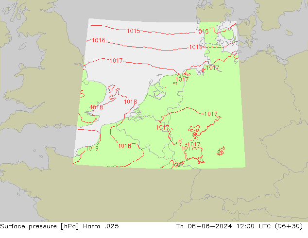 Atmosférický tlak Harm .025 Čt 06.06.2024 12 UTC