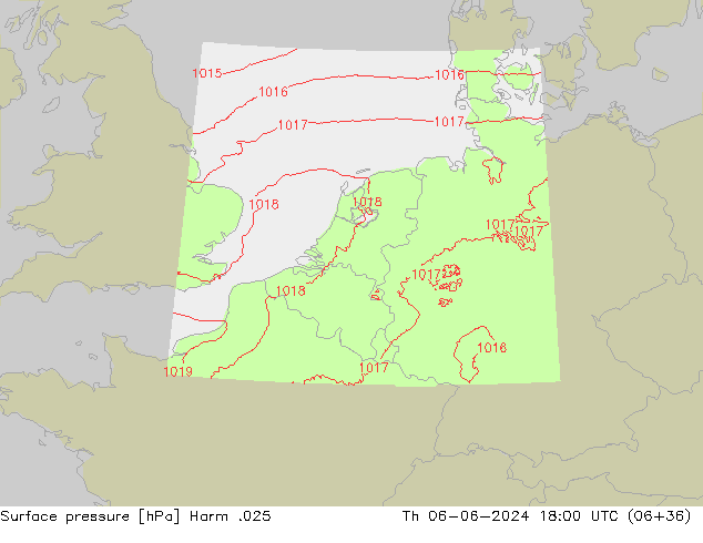 приземное давление Harm .025 чт 06.06.2024 18 UTC