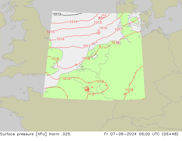 Atmosférický tlak Harm .025 Pá 07.06.2024 06 UTC