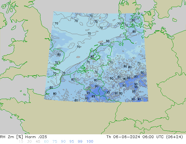 Humedad rel. 2m Harm .025 jue 06.06.2024 06 UTC