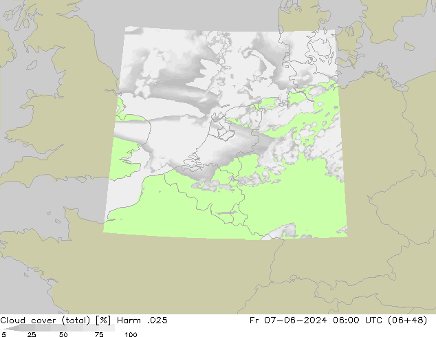 Wolken (gesamt) Harm .025 Fr 07.06.2024 06 UTC