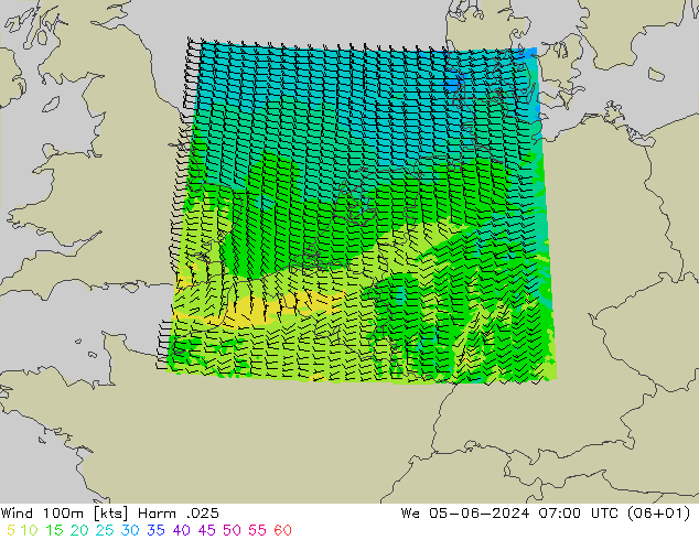 Wind 100m Harm .025 We 05.06.2024 07 UTC