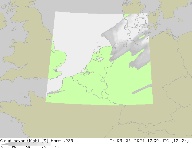 Cloud cover (high) Harm .025 Th 06.06.2024 12 UTC