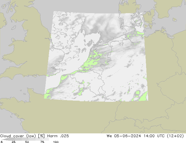 zachmurzenie (niskie) Harm .025 śro. 05.06.2024 14 UTC