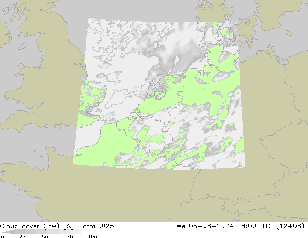 Cloud cover (low) Harm .025 We 05.06.2024 18 UTC