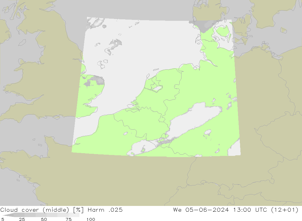 Cloud cover (middle) Harm .025 We 05.06.2024 13 UTC