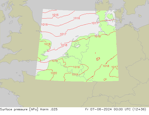 Surface pressure Harm .025 Fr 07.06.2024 00 UTC