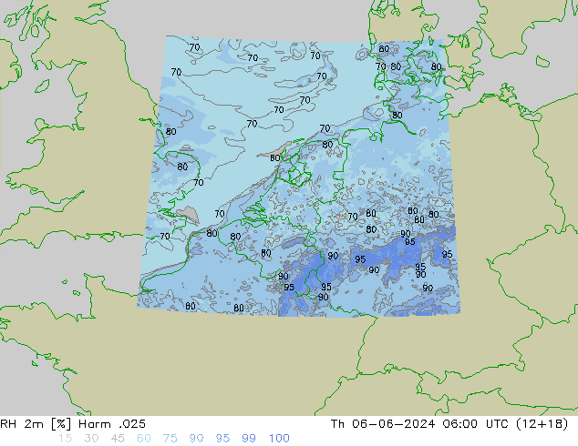 Humedad rel. 2m Harm .025 jue 06.06.2024 06 UTC