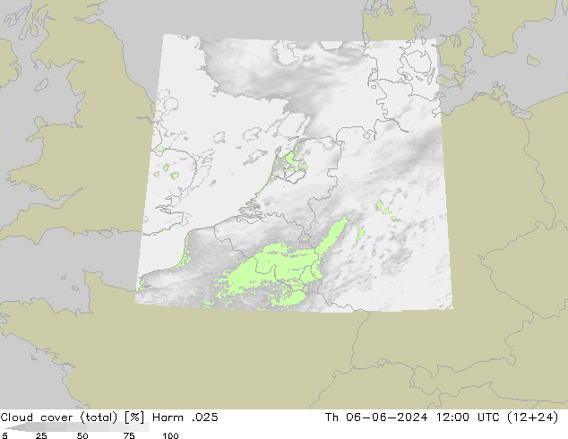 Cloud cover (total) Harm .025 Th 06.06.2024 12 UTC