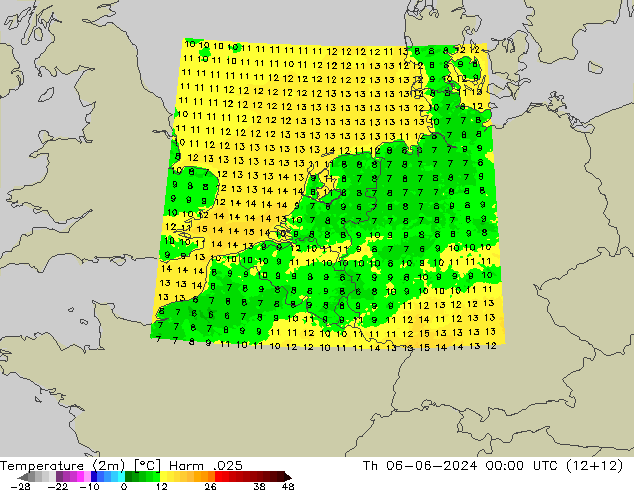 Temperature (2m) Harm .025 Th 06.06.2024 00 UTC