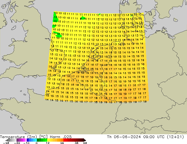 Temperatura (2m) Harm .025 Qui 06.06.2024 09 UTC