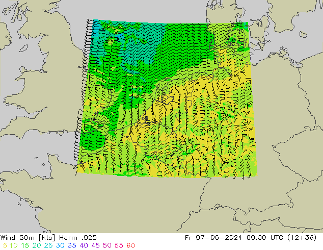 Vento 50 m Harm .025 ven 07.06.2024 00 UTC