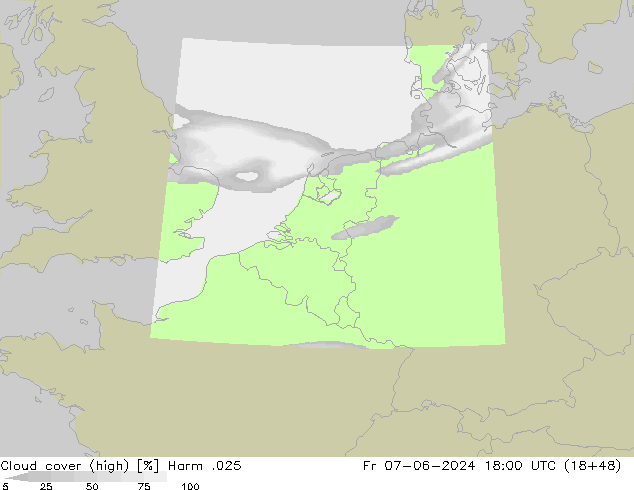 Cloud cover (high) Harm .025 Fr 07.06.2024 18 UTC