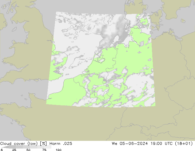 zachmurzenie (niskie) Harm .025 śro. 05.06.2024 19 UTC