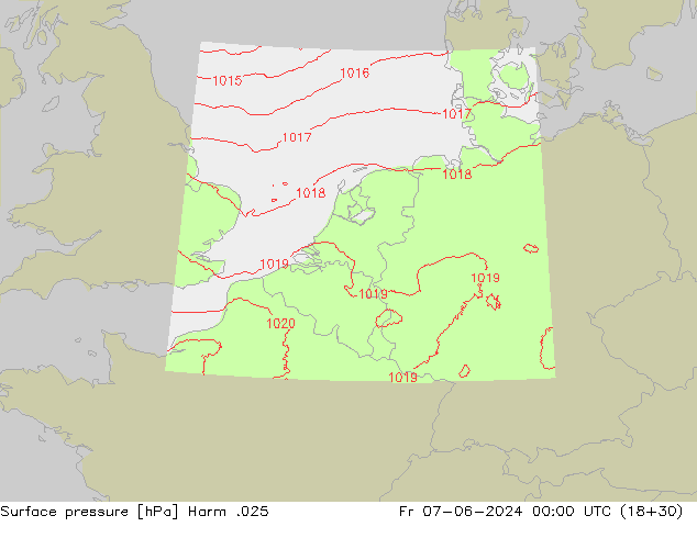 Surface pressure Harm .025 Fr 07.06.2024 00 UTC