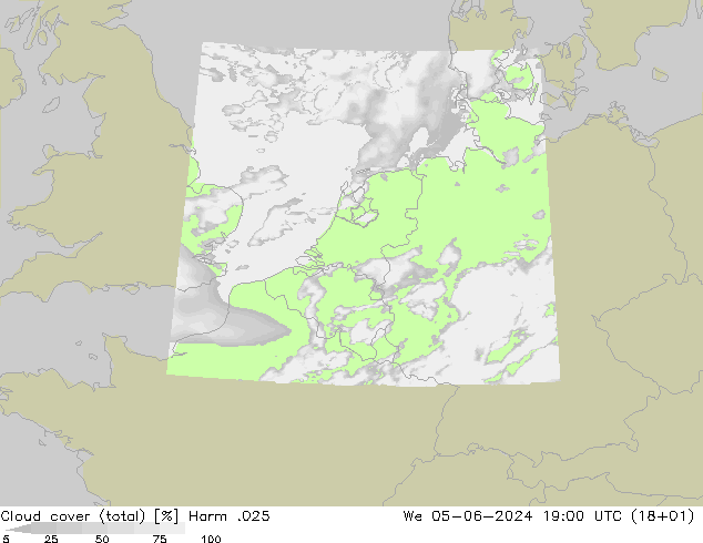 zachmurzenie (suma) Harm .025 śro. 05.06.2024 19 UTC