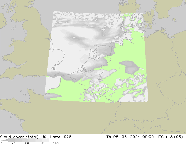 Cloud cover (total) Harm .025 Th 06.06.2024 00 UTC