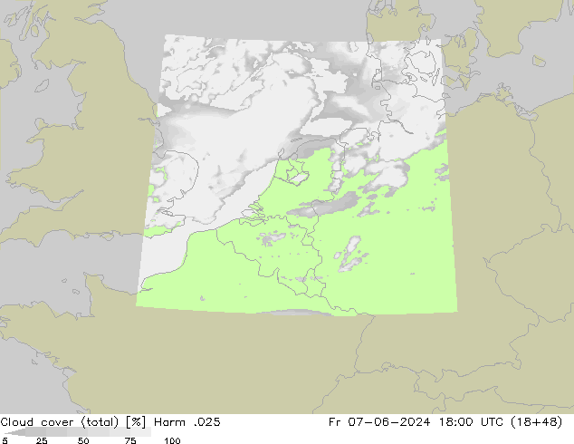 Nuages (total) Harm .025 ven 07.06.2024 18 UTC