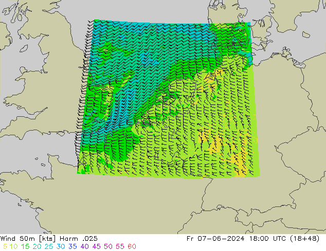 Wind 50 m Harm .025 vr 07.06.2024 18 UTC