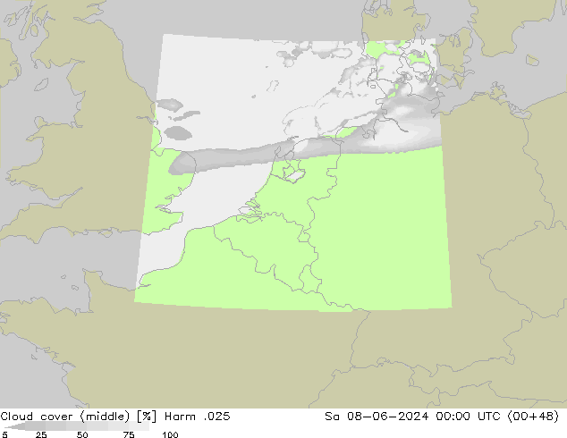 Bewolking (Middelb.) Harm .025 za 08.06.2024 00 UTC