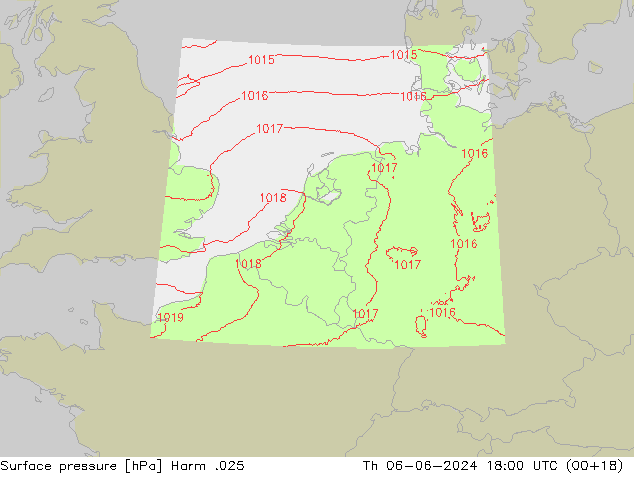 приземное давление Harm .025 чт 06.06.2024 18 UTC