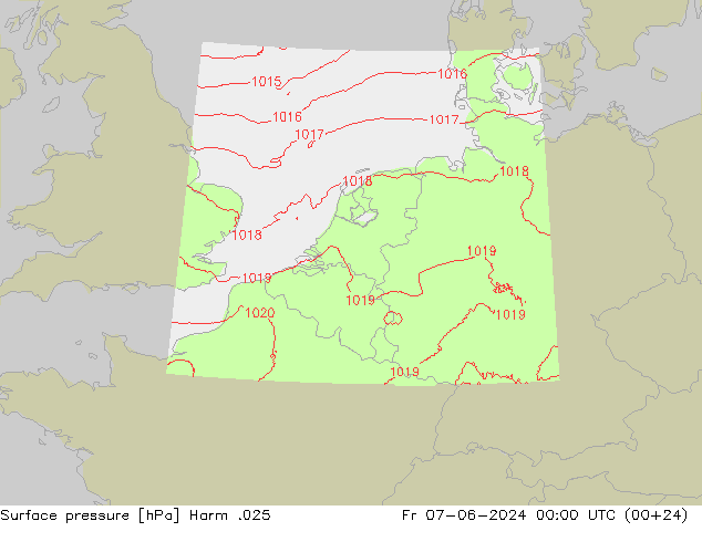 Atmosférický tlak Harm .025 Pá 07.06.2024 00 UTC